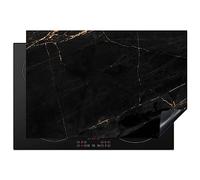 KitchenYeah© Induction Hob Protector Mat 20.5"x30.7" / 78x52 cm Stove Cap Top Cover Kitchen Cooker Covers for Electric Hobs Vinyl Marble - Black - Gold - Chic - Marble Look - Design