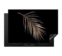 KitchenYeah© Induction Hob Protector Mat 20.5"x30.7" / 78x52 cm Stove Cap Top Cover Kitchen Cooker Covers for Electric Hobs Vinyl Plants - Gold - Black - Leaves - Luxury