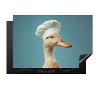 KitchenYeah© Induction Hob Protector Mat 20.5"x30.7" / 78x52 cm Stove Cap Top Cover Kitchen Cooker Covers for Electric Hobs Vinyl Duck - Chefs Hat - Cute - Bird