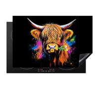 KitchenYeah© Induction Hob Protector Mat 20.5"x31.5" / 80.2x52.2 cm Cooker Top Protectors Cover Ceramic Covers Electric Hobs Vinyl Scottish Highlander - Graffiti - Colourful - Flower