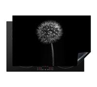 KitchenYeah© Induction Hob Protector Mat 20.5"x31.5" / 80.2x52.2 cm Stove Cap Top Cover Kitchen Cooker Covers for Electric Hobs Vinyl Dandelion - Black - Floral - Botanical
