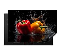 KitchenYeah© Induction Hob Protector Mat 20.5"x31.5" / 80.2x52.2 cm Stove Cap Top Cover Kitchen Cooker Covers for Electric Hobs Vinyl Sweet Pepper - Water - Black - Vegetable - Red - Yellow