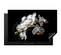 KitchenYeah© Induction Hob Protector Mat 20.5"x31.5" / 80x52 cm Cooker Top Protectors Cover Ceramic Covers Electric Hobs Vinyl Orchid - Flowers - White - Nature - Black