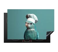 KitchenYeah© Induction Hob Protector Mat 20.5"x31.5" / 80x52 cm Cooker Top Protectors Cover Ceramic Covers Electric Hobs Vinyl Parakeet - Bird - Chefs Hat - Cute