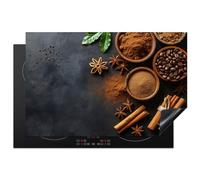 KitchenYeah© Induction Hob Protector Mat 20.5"x31.5" / 80x52 cm Cooker Top Protectors Cover Ceramic Covers Electric Hobs Vinyl Cinnamon - Concrete - Coffee - Cinnamon Sticks - Spices