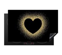 KitchenYeah© Induction Hob Protector Mat 20.5"x31.5" / 80x52 cm Cooker Top Protectors Cover Ceramic Covers Electric Hobs Vinyl Heart - Gold - Black