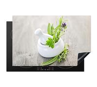 KitchenYeah© Induction Hob Protector Mat 20.5"x31.5" / 80x52 cm Cooker Top Protectors Cover Ceramic Covers Electric Hobs Vinyl Herbs - Green - White - Jar