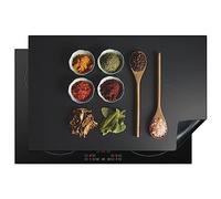 KitchenYeah© Induction Hob Protector Mat 20.5"x31.5" / 80x52 cm Cooker Top Protectors Cover Ceramic Covers Electric Hobs Vinyl Ladle - Spices - Herbs - Green - Brown - Rustic