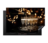 KitchenYeah© Induction Hob Protector Mat 20.5"x31.5" / 80x52 cm Cooker Top Protectors Cover Ceramic Covers Electric Hobs Vinyl Lights - Champagne - Tray - Glasses