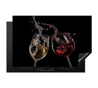 KitchenYeah© Induction Hob Protector Mat 20.5"x31.5" / 80x52 cm Stove Cap Top Cover Kitchen Cooker Covers for Electric Hobs Vinyl Red Wine - White Wine - Glass - Black