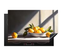 KitchenYeah© Induction Hob Protector Mat 20.5"x31.5" / 80x52 cm Stove Cap Top Cover Kitchen Cooker Covers for Electric Hobs Vinyl Lemons - Still Life - Yellow