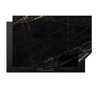 KitchenYeah© Induction Hob Protector Mat 20.5"x31.5" / 80x52 cm Stove Cap Top Cover Kitchen Cooker Covers for Electric Hobs Vinyl Marble - Black - Gold - Chic - Marble Look - Design