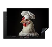 KitchenYeah© Induction Hob Protector Mat 20.5"x31.5" / 80x52 cm Stove Cap Top Cover Kitchen Cooker Covers for Electric Hobs Vinyl Chefs Hat - Red - Chicken