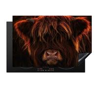 KitchenYeah© Induction Hob Protector Mat 20.5"x31.5" / 80x52 cm Stove Cap Top Cover Kitchen Cooker Covers for Electric Hobs Vinyl Scottish Highlander - Cow - Portrait - Animals