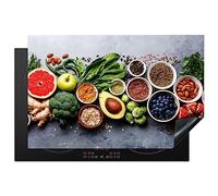 KitchenYeah© Induction Hob Protector Mat 20.5"x31.9" / 81.2x52 cm Cooker Top Protectors Cover Ceramic Covers Electric Hobs Vinyl Fruit - Concrete - Vegetables