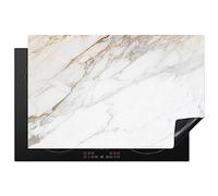 KitchenYeah© Induction Hob Protector Mat 20.5"x31.9" / 81.2x52 cm Stove Cap Top Cover Kitchen Cooker Covers for Electric Hobs Vinyl Marble - Stone - White - Gold - Marble Look - Stone - Luxe