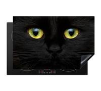 KitchenYeah© Induction Hob Protector Mat 20.5"x31.9" / 81x52 cm Cooker Top Protectors Cover Ceramic Covers Electric Hobs Vinyl Cat - Eyes - Yellow - Black