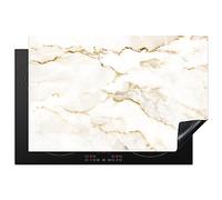 KitchenYeah© Induction Hob Protector Mat 20.5"x31.9" / 81x52 cm Cooker Top Protectors Cover Ceramic Covers Electric Hobs Vinyl Marble - Limestone - Gold - Luxe - Marble Look - White