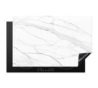 KitchenYeah© Induction Hob Protector Mat 20.5"x31.9" / 81x52 cm Cooker Top Protectors Cover Ceramic Covers Electric Hobs Vinyl Marble - White - Line - Patterns - Luxe - Marble Look