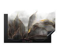 KitchenYeah© Induction Hob Protector Mat 20.5"x33.5" / 85x52 cm Cooker Top Protectors Cover Ceramic Covers Electric Hobs Vinyl Marble - Black - Gold - Luxury - Marble Look