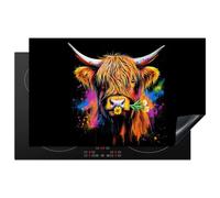KitchenYeah© Induction Hob Protector Mat 20.5"x33.5" / 85x52 cm Cooker Top Protectors Cover Ceramic Covers Electric Hobs Vinyl Scottish Highlander - Graffiti - Colourful - Flower - Animals