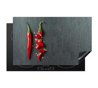KitchenYeah© Induction Hob Protector Mat 20.5"x33.5" / 85x52 cm Stove Cap Top Cover Kitchen Cooker Covers for Electric Hobs Vinyl Pepper - Red - Spice - Grey - Green