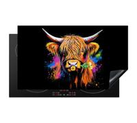 KitchenYeah© Induction Hob Protector Mat 20.5"x35.4" / 90x52 cm Cooker Top Protectors Cover Ceramic Covers Electric Hobs Vinyl Scottish Highlander - Graffiti - Colourful - Flower - Animals