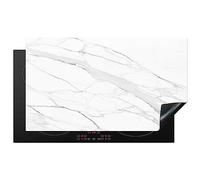 KitchenYeah© Induction Hob Protector Mat 20.5"x35.4" / 90x52 cm Cooker Top Protectors Cover Ceramic Covers Electric Hobs Vinyl Marble - White - Line - Patterns - Luxe - Marble Look