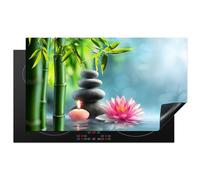 KitchenYeah© Induction Hob Protector Mat 20.5"x35.4" / 90x52 cm Cooker Top Protectors Cover Ceramic Covers Electric Hobs Vinyl Bamboo - Zen Stones - Lotus - Japanese - Still Life