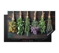 KitchenYeah© Induction Hob Protector Mat 20.5"x35.4" / 90x52 cm Cooker Top Protectors Cover Ceramic Covers Electric Hobs Vinyl Plants - Wood - Flowers - Drying