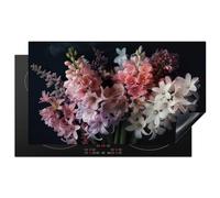 KitchenYeah© Induction Hob Protector Mat 20.5"x35.4" / 90x52 cm Cooker Top Protectors Cover Ceramic Covers Electric Hobs Vinyl Hyacinth - Flowers - Pink - White - Botanical - Nature