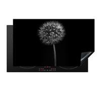 KitchenYeah© Induction Hob Protector Mat 20.5"x35.4" / 90x52 cm Stove Cap Top Cover Kitchen Cooker Covers for Electric Hobs Vinyl Dandelion - Black - Floral - Botanical