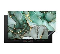 KitchenYeah© Induction Hob Protector Mat 20.5"x35.4" / 90x52 cm Stove Cap Top Cover Kitchen Cooker Covers for Electric Hobs Vinyl Gold - Marble - Green - Luxe - Marble Look - Grey