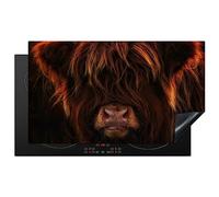 KitchenYeah© Induction Hob Protector Mat 20.5"x35.4" / 90x52 cm Stove Cap Top Cover Kitchen Cooker Covers for Electric Hobs Vinyl Scottish Highlander - Cow - Portrait - Animals