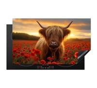 KitchenYeah© Induction Hob Protector Mat 20.5"x35.9" / 91.2x52 cm Cooker Top Protectors Cover Ceramic Covers Electric Hobs Vinyl Highlander - Roses - Field of Flowers - Sunset