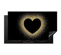 KitchenYeah© Induction Hob Protector Mat 20.5"x35.9" / 91.2x52 cm Cooker Top Protectors Cover Ceramic Covers Electric Hobs Vinyl Heart - Gold - Black