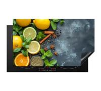 KitchenYeah© Induction Hob Protector Mat 20.5"x35.9" / 91.2x52 cm Stove Cap Top Cover Kitchen Cooker Covers for Electric Hobs Vinyl Fruit - Concrete - Plants - Lemon - Cinnamon