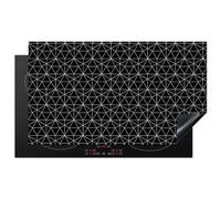 KitchenYeah© Induction Hob Protector Mat 20.5"x35.9" / 91.2x52 cm Stove Cap Top Cover Kitchen Cooker Covers for Electric Hobs Vinyl Geometric Print - Black - White