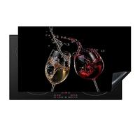 KitchenYeah© Induction Hob Protector Mat 20.5"x35.9" / 91.2x52 cm Stove Cap Top Cover Kitchen Cooker Covers for Electric Hobs Vinyl Red Wine - White Wine - Glass - Black
