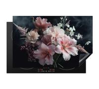 KitchenYeah© Induction Hob Protector Mat 20.8"x32.1" / 81.6x52.7 cm Cooker Top Protectors Cover Ceramic Covers Electric Hobs Vinyl Flowers - Pink - Vapour - Plants