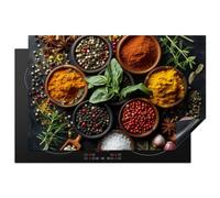 KitchenYeah© Induction Hob Protector Mat 20.8"x32.1" / 81.6x52.7 cm Cooker Top Protectors Cover Ceramic Covers Electric Hobs Vinyl Herbs - Kitchen - Pepper - Cooking