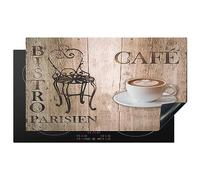 KitchenYeah© Induction Hob Protector Mat 20.8"x36" / 91.6x52.7 cm Cooker Top Protectors Cover Ceramic Covers Electric Hobs Vinyl Bistro Parisien - Café - Coffee - Vintage