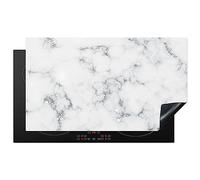 KitchenYeah© Induction Hob Protector Mat 20.8"x36" / 91.6x52.7 cm Cooker Top Protectors Cover Ceramic Covers Electric Hobs Vinyl Marble - White - Silver - Glitter - Marble Look - Chic