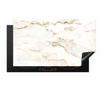 KitchenYeah© Induction Hob Protector Mat 20.8"x36" / 91.6x52.7 cm Cooker Top Protectors Cover Ceramic Covers Electric Hobs Vinyl Marble - Limestone - Gold - Luxe - Marble Look - White