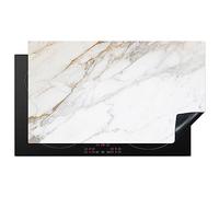 KitchenYeah© Induction Hob Protector Mat 20.8"x36" / 91.6x52.7 cm Stove Cap Top Cover Kitchen Cooker Covers for Electric Hobs Vinyl Marble - Stone - White - Gold - Marble Look - Stone - Luxe