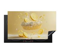 KitchenYeah© Induction Hob Protector Mat 20.8"x36" / 91.6x52.7 cm Stove Cap Top Cover Kitchen Cooker Covers for Electric Hobs Vinyl Lemon - Pie - Eat - Yellow