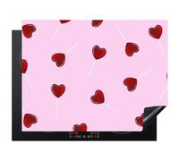 KitchenYeah© Induction Hob Protector Mat 23.2"x30.3" / 77x59 cm Stove Cap Top Cover Kitchen Cooker Covers for Electric Hobs Vinyl Pink - Heart - Lollipop - Candy