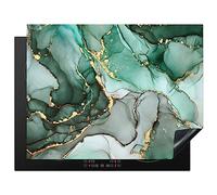 KitchenYeah© Induction Hob Protector Mat 23.2"x30.3" / 77x59 cm Stove Cap Top Cover Kitchen Cooker Covers for Electric Hobs Vinyl Gold - Marble - Green - Luxe - Marble Look - Grey