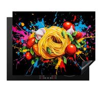 KitchenYeah© Induction Hob Protector Mat 23.2"x30.3" / 77x59 cm Stove Cap Top Cover Kitchen Cooker Covers for Electric Hobs Vinyl Spaghetti - Graffiti - Paint - Colourful - Food - Modern