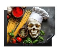 KitchenYeah© Induction Hob Protector Mat 23.2"x30.3" / 77x59 cm Stove Cap Top Cover Kitchen Cooker Covers for Electric Hobs Vinyl Skeleton - Herbs - Food - Skull - Cook